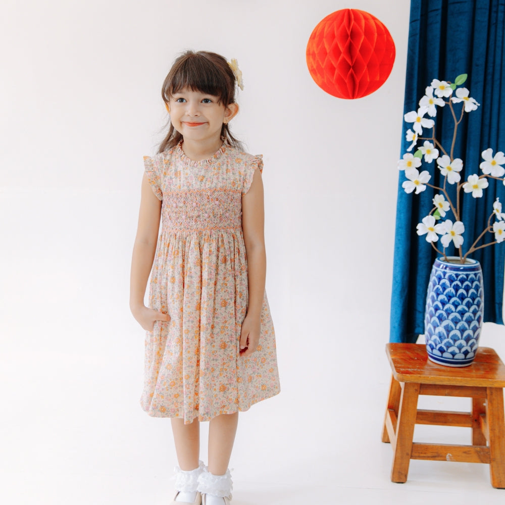 Leaf Lili Golden Bloom Kids Dress - Beryl