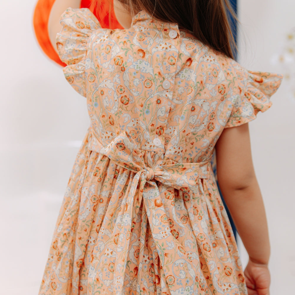 Leaf Lili Golden Bloom Kids Dress - Clementine