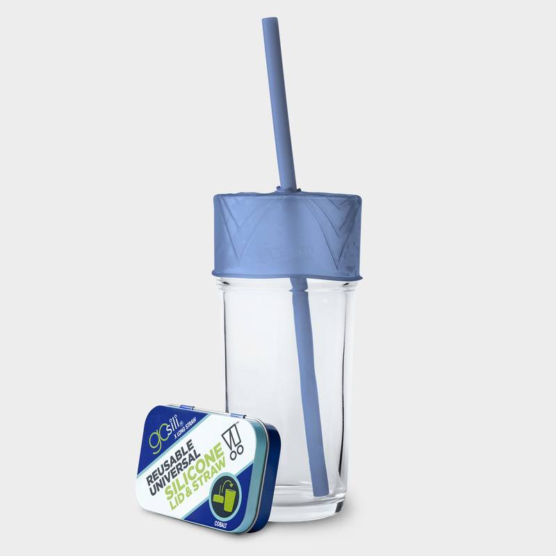 GoSili Portable Universal Silicone Lid and Extra Long Straw
