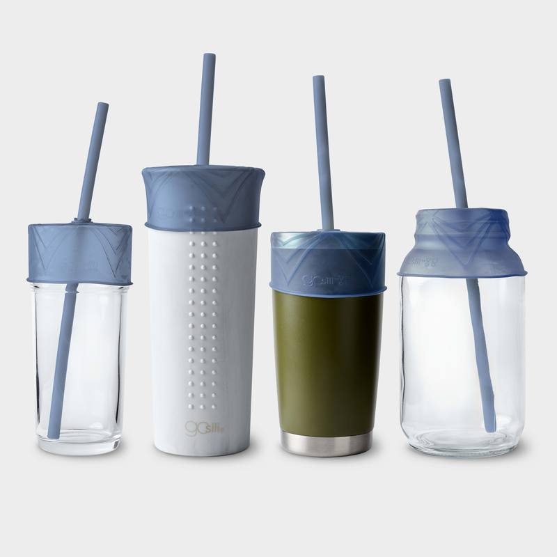 GoSili Portable Universal Silicone Lid and Extra Long Straw