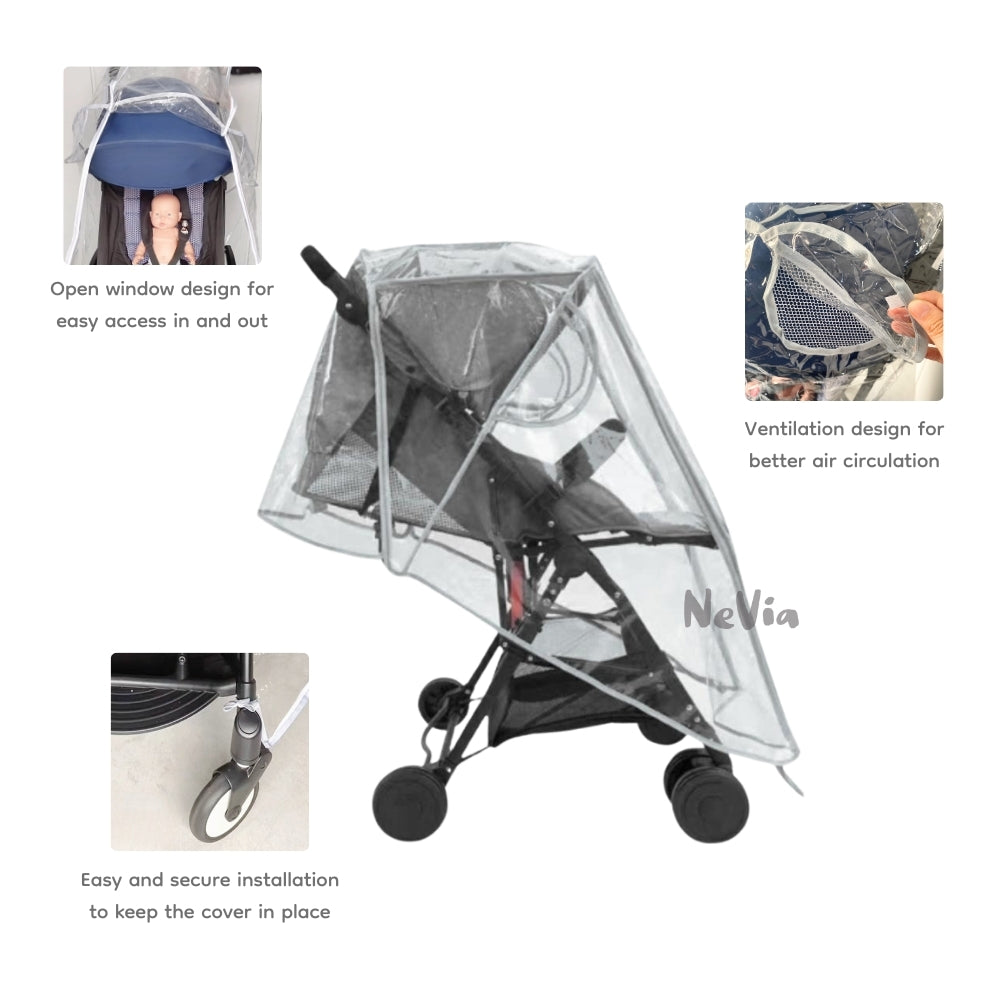 NeVia Universal Rain Cover - Fit For Most Single Stroller