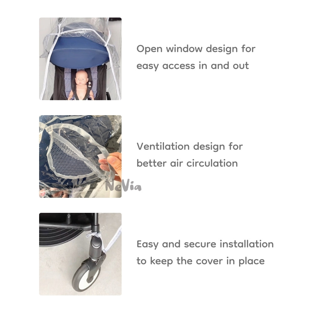 NeVia Universal Rain Cover - Fit For Most Single Stroller